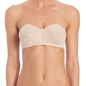 Size - 34DDD, Wacoal Womens Halo Lace Strapless Bra - Beige Spandex.
